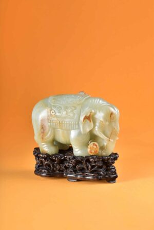清代 胡人進寶 太平有象 和闐玉 白玉 Qindynasty Jade HotianJade Elephant Foreigner GoldenAge Millennium