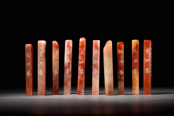 佛教 梁皇寶懺 十供養 套印 鳥蟲篆 老撾石 ChineseSealStone SoftStone Seal Chinese