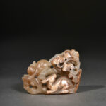 金 兔 玉 和闐玉 JinDynasty Jade HotianJade Decorate Ornamental Playing Rabbit Pair