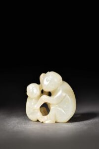 清 母子 猴 QingDynasty Jade HotianJade Monkey Mother Son Kid