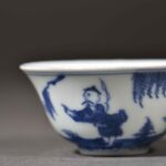 清中期 捕魚圖 若深杯 QingDynasty UnderglazeBlueCup BlueAndWhite Porcelain